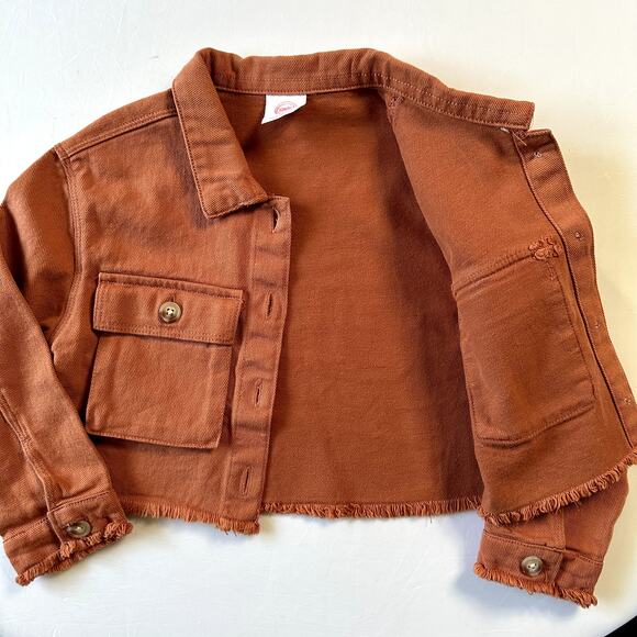Wonder Nation Burnt Orange Cropped Light Weight Jean Jacket Sz 4T - Picture 3 of 5